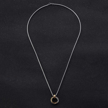 Silver Plated Stainless Steel Anti Tarnish Triple Rings Circular Pendant For Men