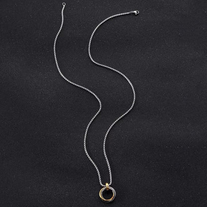Silver Plated Stainless Steel Anti Tarnish Triple Rings Circular Pendant For Men