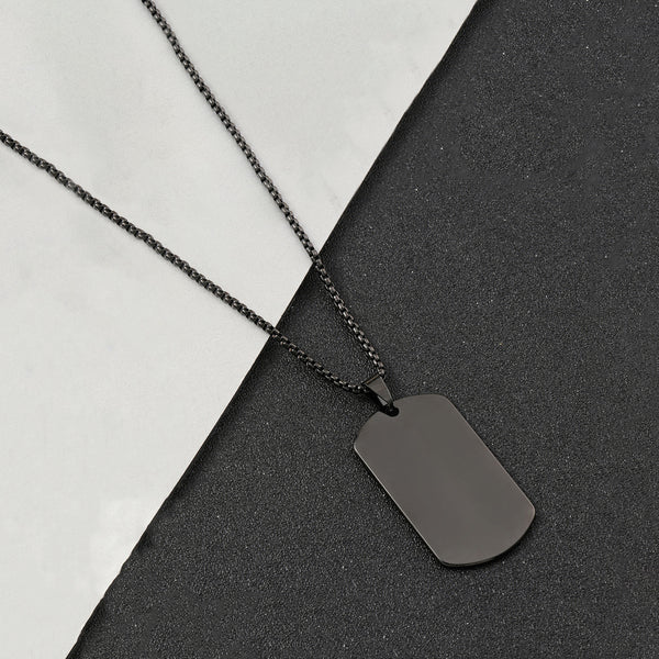 Black Silver Plated Stainless Steel Anti Tarnish Rectangular Hip Hop Party Pendant