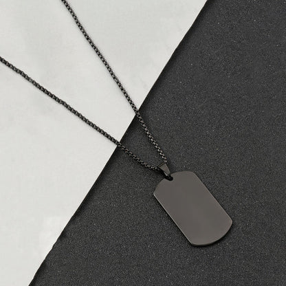 Black Silver Plated Stainless Steel Anti Tarnish Rectangular Hip Hop Party Pendant