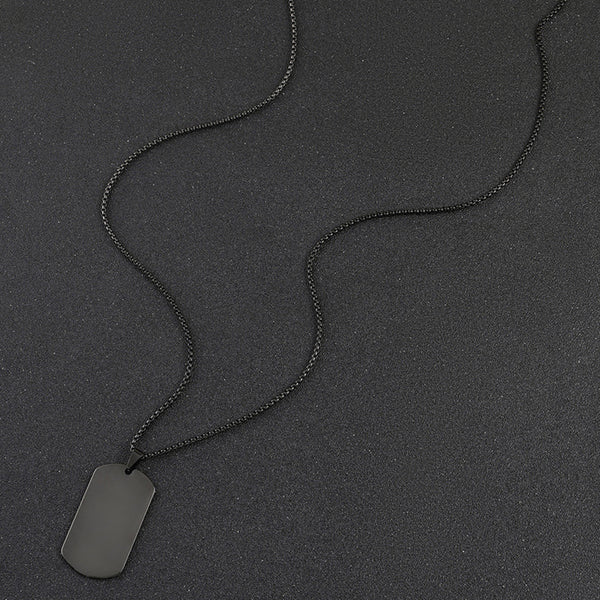 Black Silver Plated Stainless Steel Anti Tarnish Rectangular Hip Hop Party Pendant