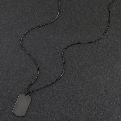 Black Silver Plated Stainless Steel Anti Tarnish Rectangular Hip Hop Party Pendant