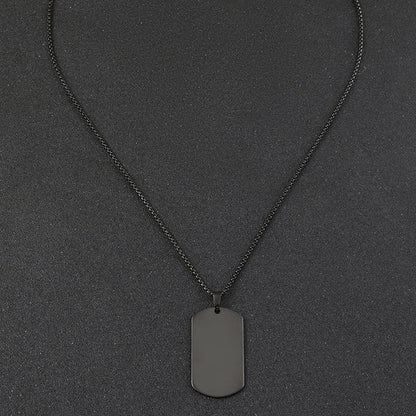 Black Silver Plated Stainless Steel Anti Tarnish Rectangular Hip Hop Party Pendant