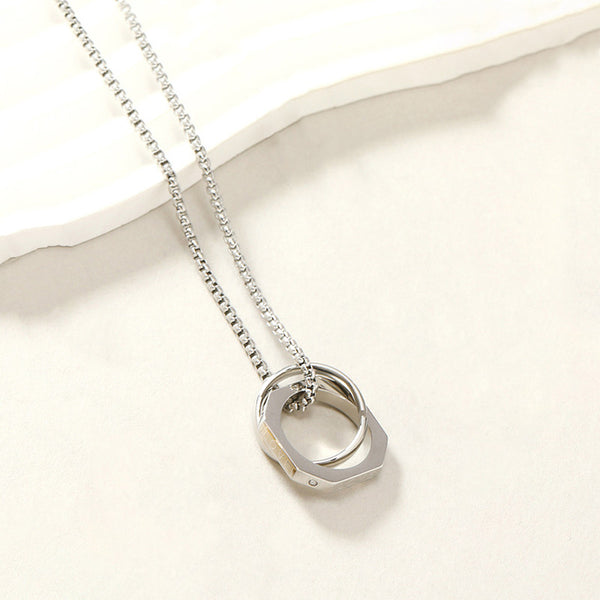 Silver Plated Stainless Steel Anti Tarnish Hexagonal Hip Hop Party Pendant For Men