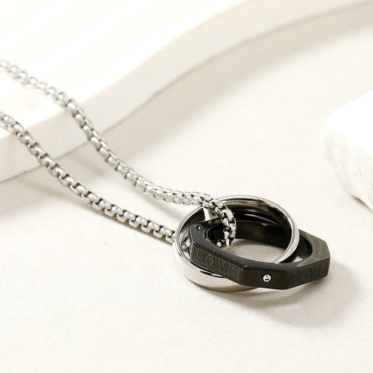 Silver Plated Stainless Steel Anti Tarnish Black Hexagonal Hip Hop Party Pendant For Men