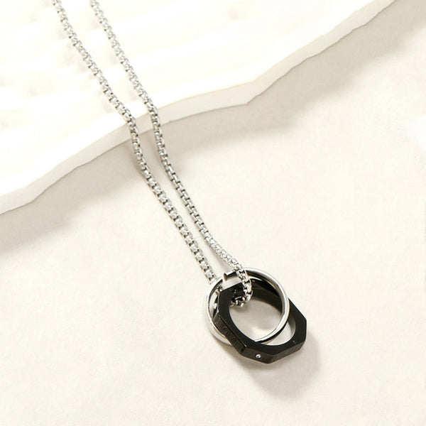 Silver Plated Stainless Steel Anti Tarnish Black Hexagonal Hip Hop Party Pendant For Men