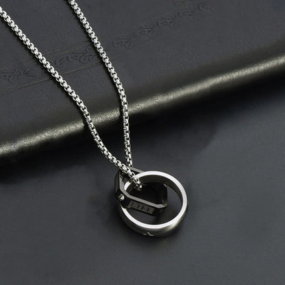 Silver Plated Stainless Steel Anti Tarnish Black Hexagonal Hip Hop Party Pendant For Men