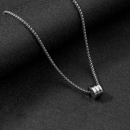 Silver Plated Stainless Steel Anti Tarnish Triple Linked Rings Circular Pendant For Men