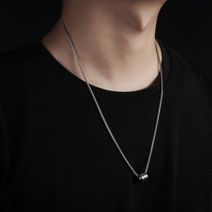 Silver Plated Stainless Steel Anti Tarnish Triple Linked Rings Circular Pendant For Men