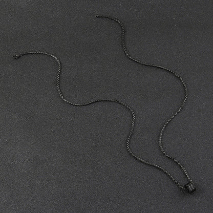 Black Silver Plated Stainless Steel Anti Tarnish Triple Linked Rings Black Circular Pendant