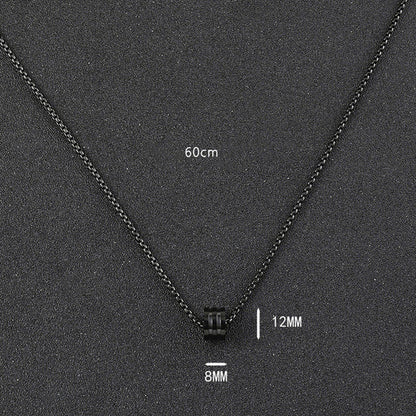 Black Silver Plated Stainless Steel Anti Tarnish Triple Linked Rings Black Circular Pendant