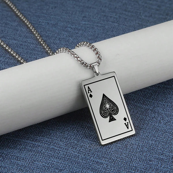 Silver Plated Stainless Steel Anti Tarnish Ace of Spades Stylish Contemporary Pendant
