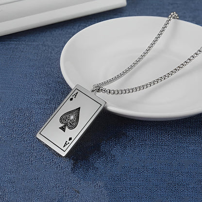 Silver Plated Stainless Steel Anti Tarnish Ace of Spades Stylish Contemporary Pendant