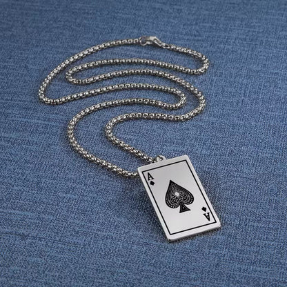 Silver Plated Stainless Steel Anti Tarnish Ace of Spades Stylish Contemporary Pendant