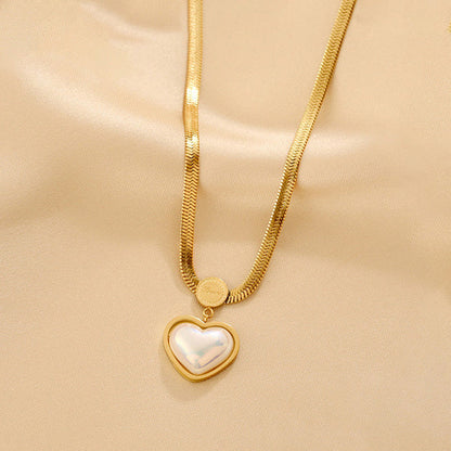 Gold Plated Stainless Steel Anti Tarnish Heart Themed Snake Chain Pendant
