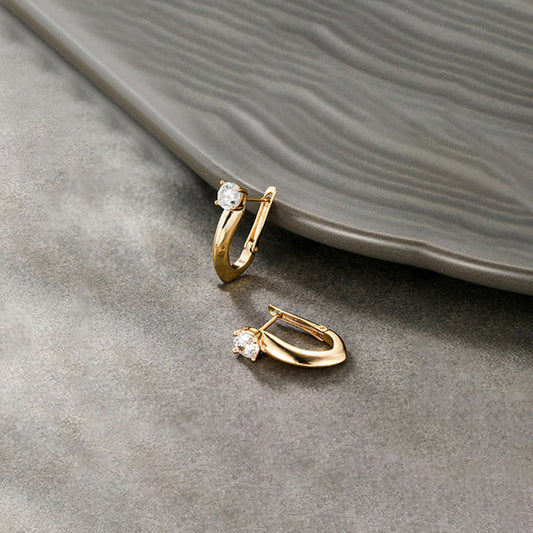 Gold-Plated Gold Toned AD Studded Contemporary Hoop Earrings