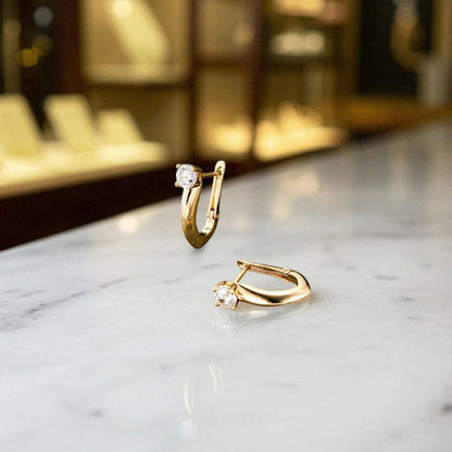 Gold-Plated Gold Toned AD Studded Contemporary Hoop Earrings