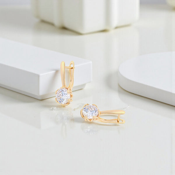 Gold-Plated Gold Toned Contemporary Round Shaped AD Studded Hoop Earrings