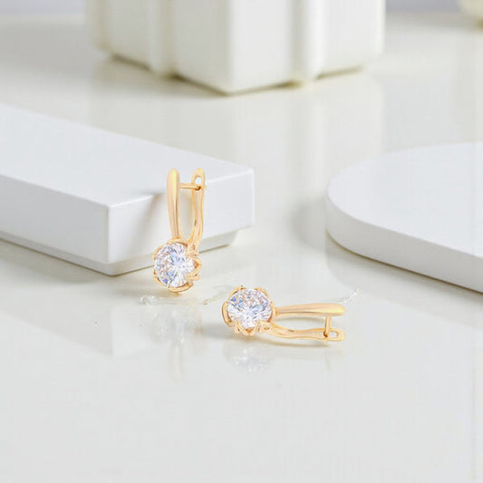 Gold-Plated Gold Toned Contemporary Round Shaped AD Studded Hoop Earrings