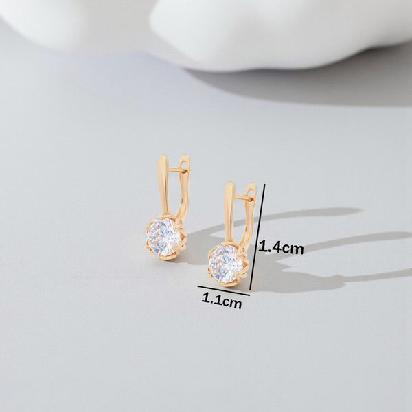 Gold-Plated Gold Toned Contemporary Round Shaped AD Studded Hoop Earrings