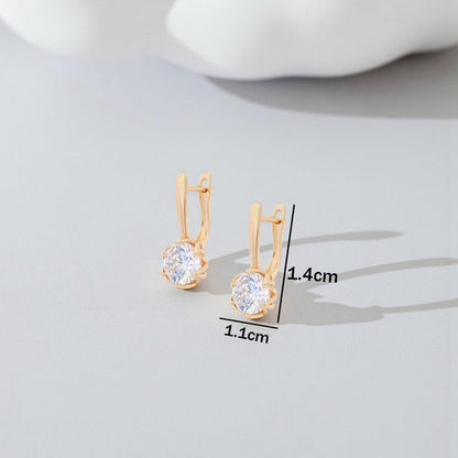 Gold-Plated Gold Toned Contemporary Round Shaped AD Studded Hoop Earrings