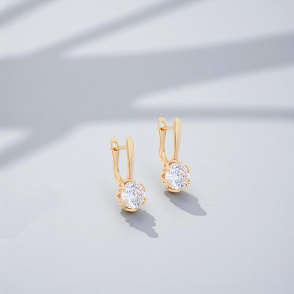 Gold-Plated Gold Toned Contemporary Round Shaped AD Studded Hoop Earrings