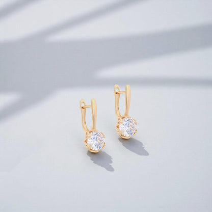 Gold-Plated Gold Toned Contemporary Round Shaped AD Studded Hoop Earrings