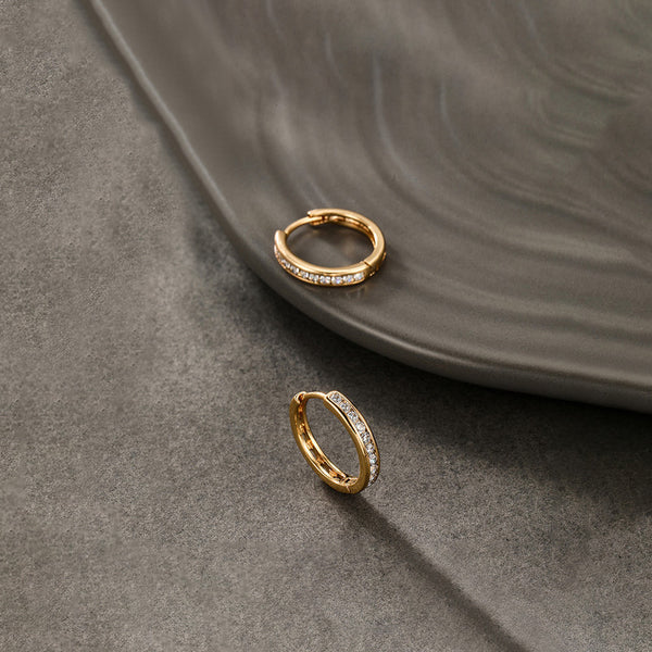 Jewelry Gold-Plated Gold Toned AD Studded Contemporary Hoop Earrings