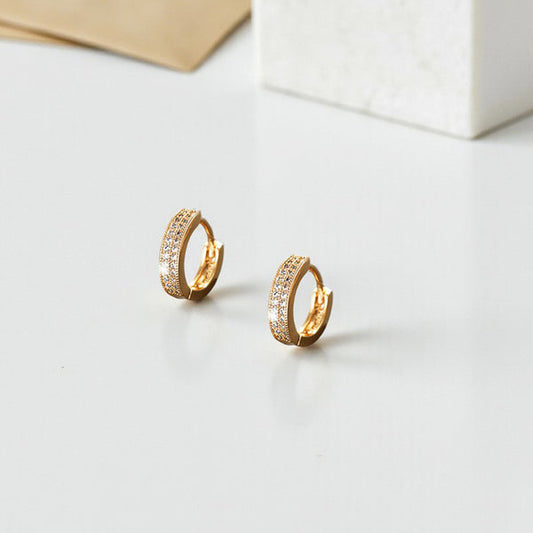 Jewelry Gold-Plated Gold Toned AD Studded Contemporary Hoop Earrings