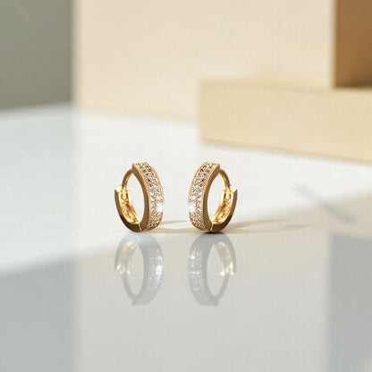 Jewelry Gold-Plated Gold Toned AD Studded Contemporary Hoop Earrings