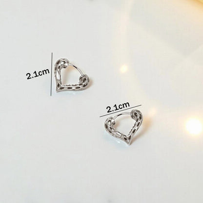 Jewelry Silver Plated Silver Toned Heart Themed Contemporary Hoop Earrings