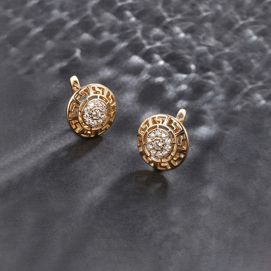 Jewelry Gold-Plated Round Shape AD Studded Stud Earrings