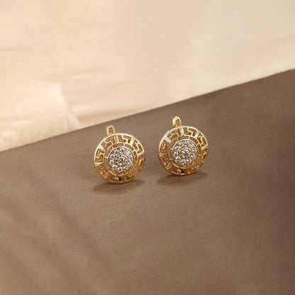Jewelry Gold-Plated Round Shape AD Studded Stud Earrings