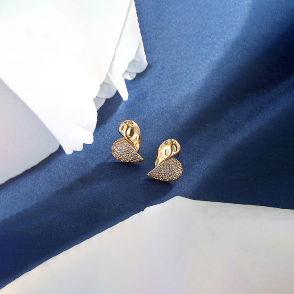 Jewelry Gold-Plated Heart Themed AD Studded Contemporary Stud Earrings
