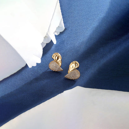 Jewelry Gold-Plated Heart Themed AD Studded Contemporary Stud Earrings
