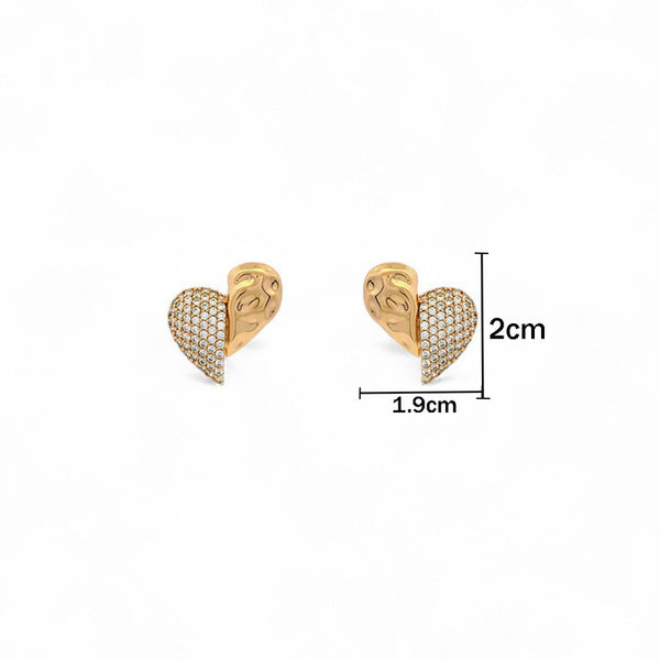 Jewelry Gold-Plated Heart Themed AD Studded Contemporary Stud Earrings