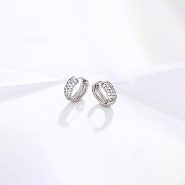 Jewelry Silver-Plated Silver Toned AD Studded Contemporary Hoop Earrings