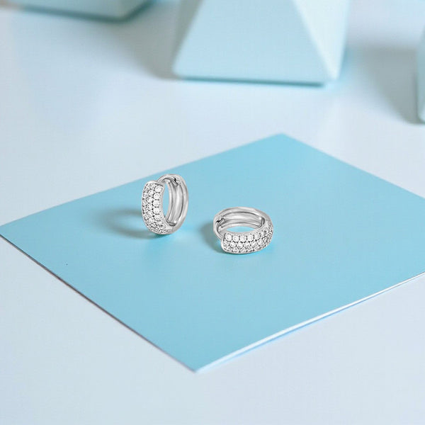 Jewelry Silver-Plated Silver Toned AD Studded Contemporary Hoop Earrings