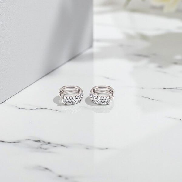 Jewelry Silver-Plated Silver Toned AD Studded Contemporary Hoop Earrings