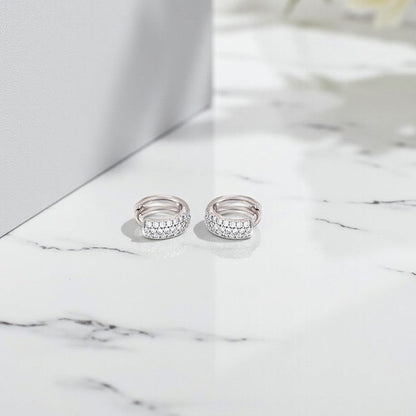 Jewelry Silver-Plated Silver Toned AD Studded Contemporary Hoop Earrings