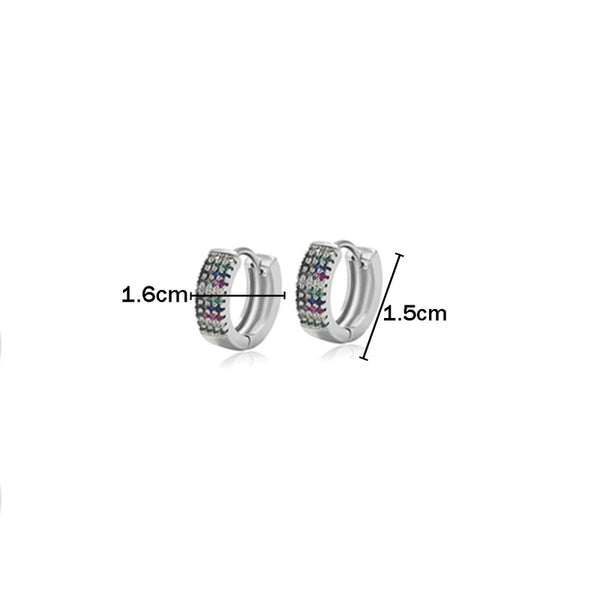 Jewelry Silver-Plated Multicolour Silver Toned AD Studded Contemporary Hoop Earrings