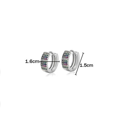 Jewelry Silver-Plated Multicolour Silver Toned AD Studded Contemporary Hoop Earrings