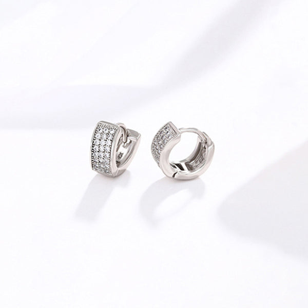 Jewelry Silver-Plated Silver Toned AD Studded Contemporary Hoop Earrings