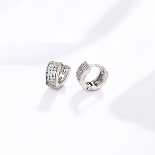 Jewelry Silver-Plated Silver Toned AD Studded Contemporary Hoop Earrings