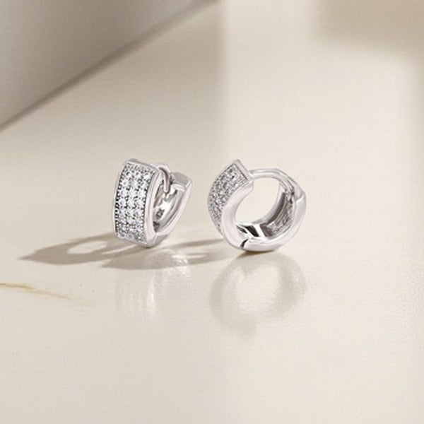 Jewelry Silver-Plated Silver Toned AD Studded Contemporary Hoop Earrings