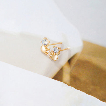 Jewelry Gold-Plated Gold Toned Hand Shaped Contemporary Stud Earrings