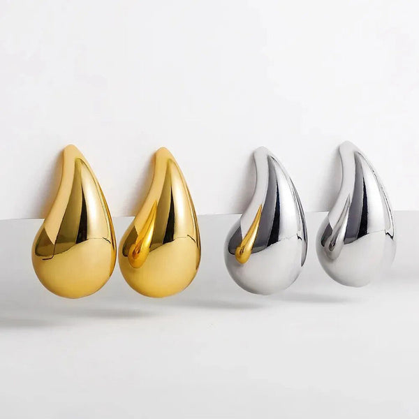 Gold & Silver Plated Glossy Chunky Dome Drop Earrings