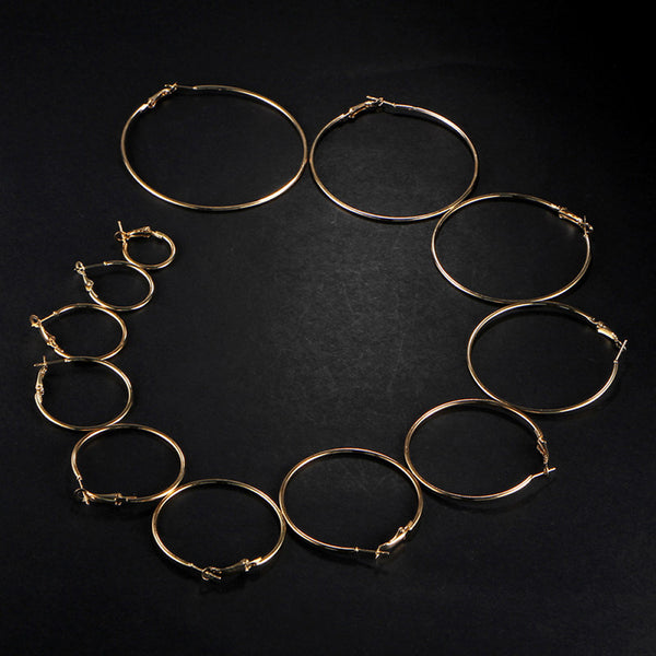 Elegant Steampunk Round Small To Big Hoop Earrings For Women