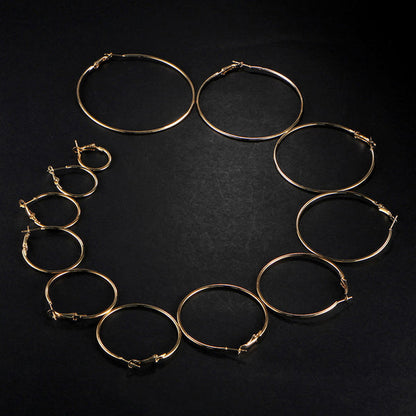 Elegant Steampunk Round Small To Big Hoop Earrings For Women