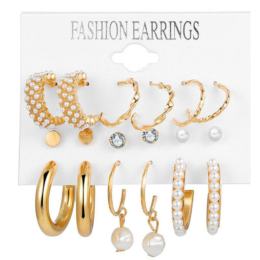 AD and Pearl Gold Plated Jewellery Earrings Combo For Women